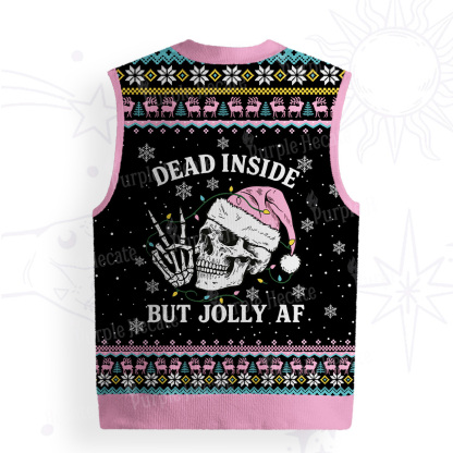 Purplehecate Dead Inside But Jolly AF Christmas Ugly Sweater Vest