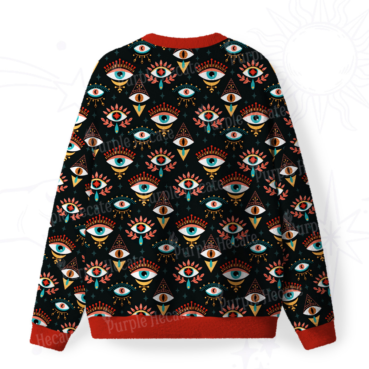 [Copy]Purplehecate Witchy Neon Naughty Cat Fuzzy Ugly Christmas Sweatshirt