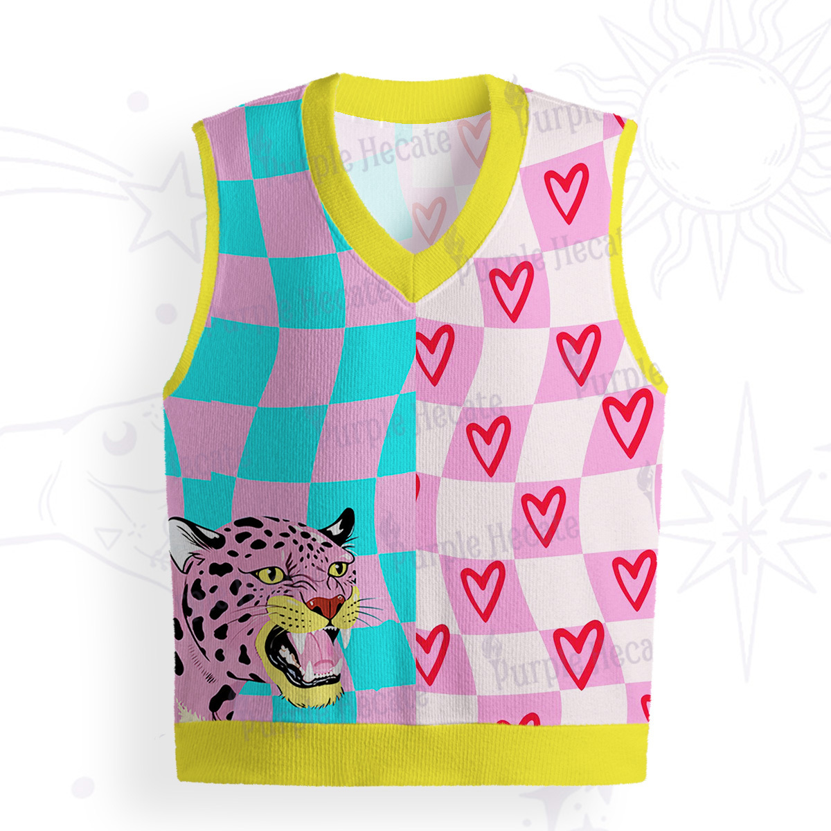 Purplehecate Savage Leopard Evil Eye Ugly Sweater Vest