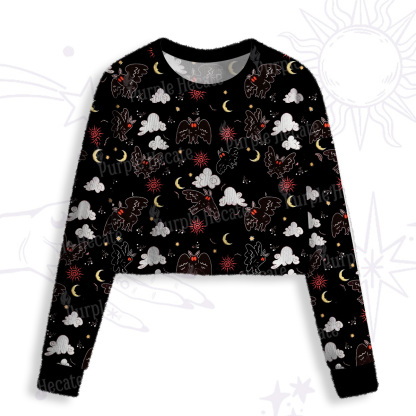 Purplehecate Cryptid Mothman Crop Fuzzy Ugly Sweatshirt
