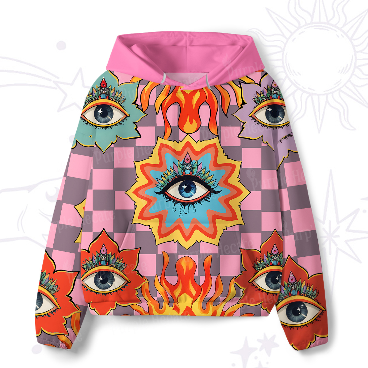 Purplehecate Awakening Flame All-Over Print Hoodie