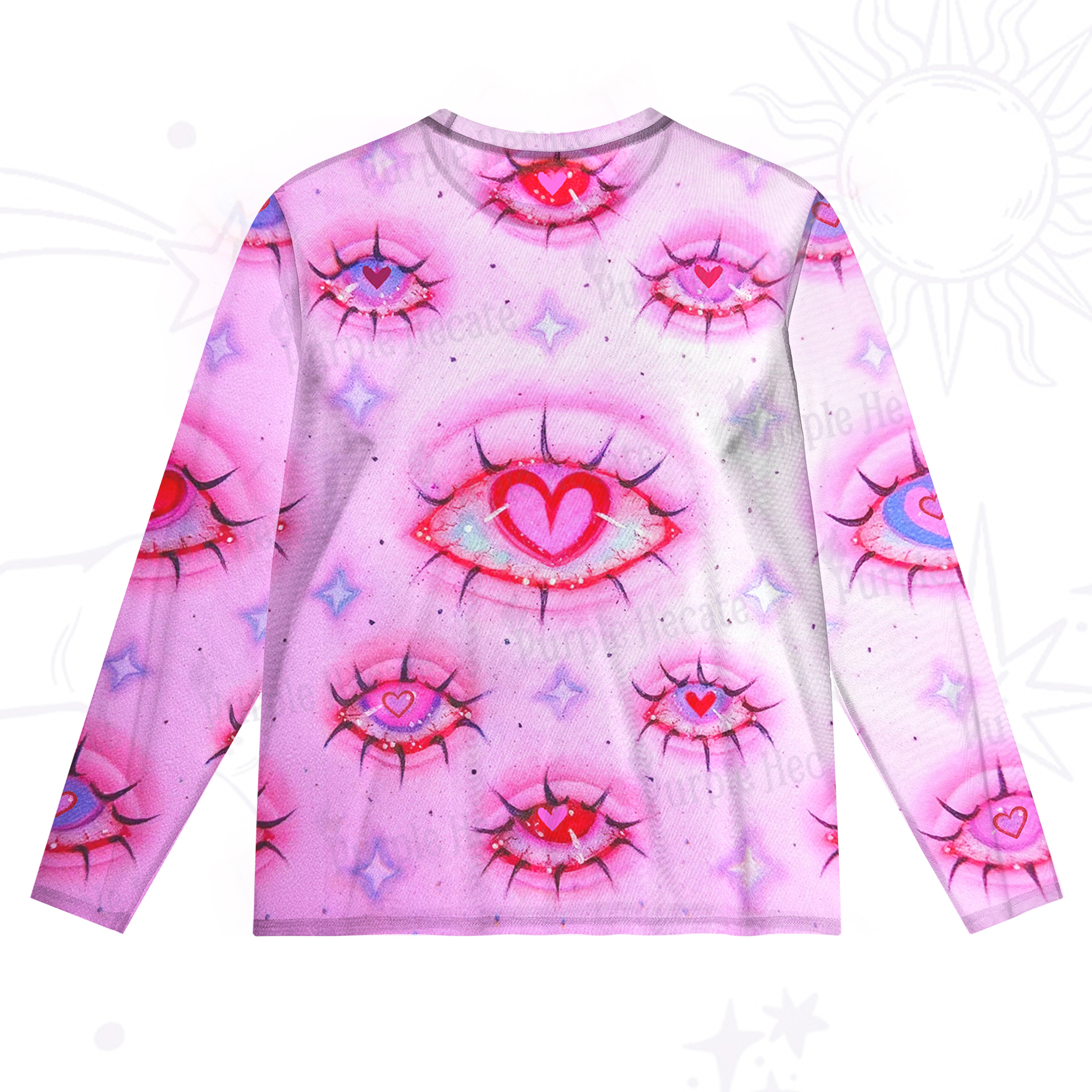 Purplehecate Mystic Love-Eye Mesh Long Sleeve Top