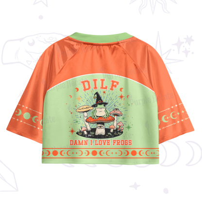 Purplehecate Dilf Damn I Love Frogs Crop Jersey Top