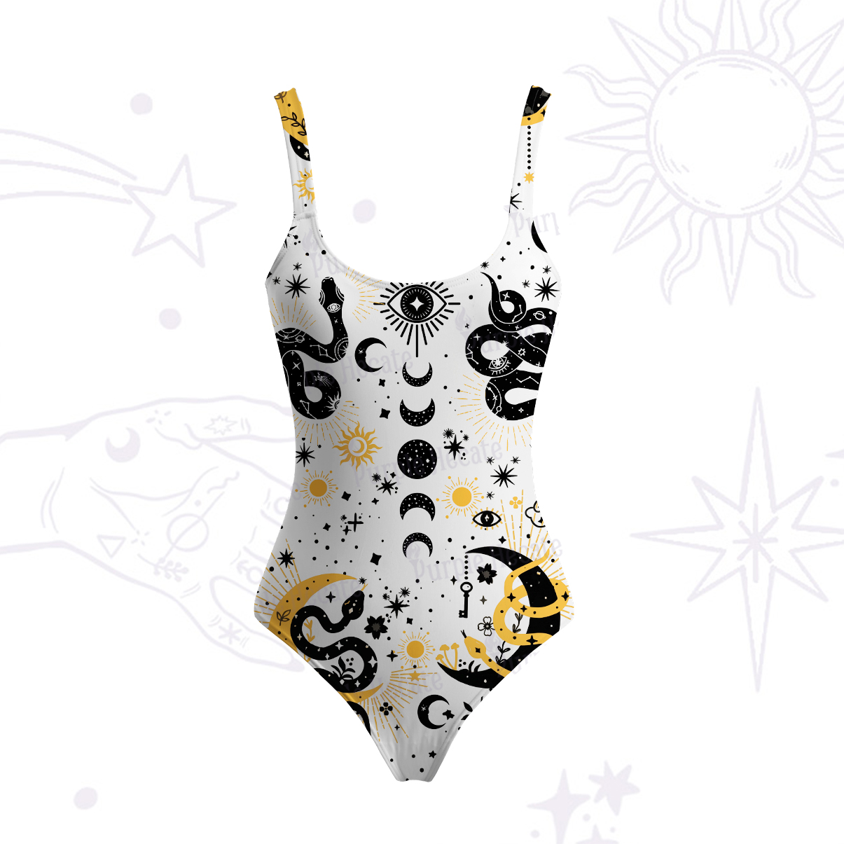 Purplehecate Divine Serpent Under the Moon Tank One Piece Swimsuit