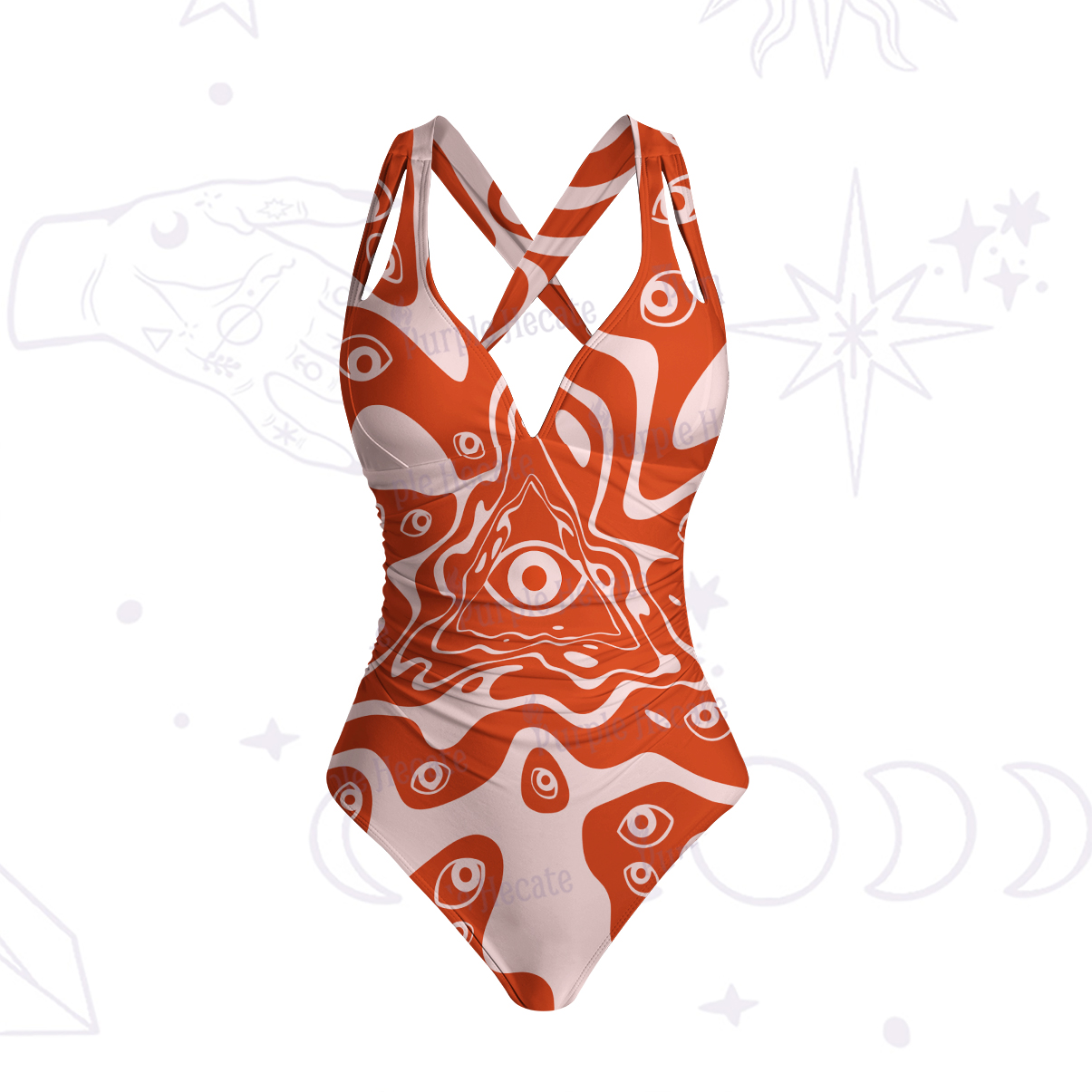 Purplehecate Psychedelic Eye Wave One-Piece Swimsuit