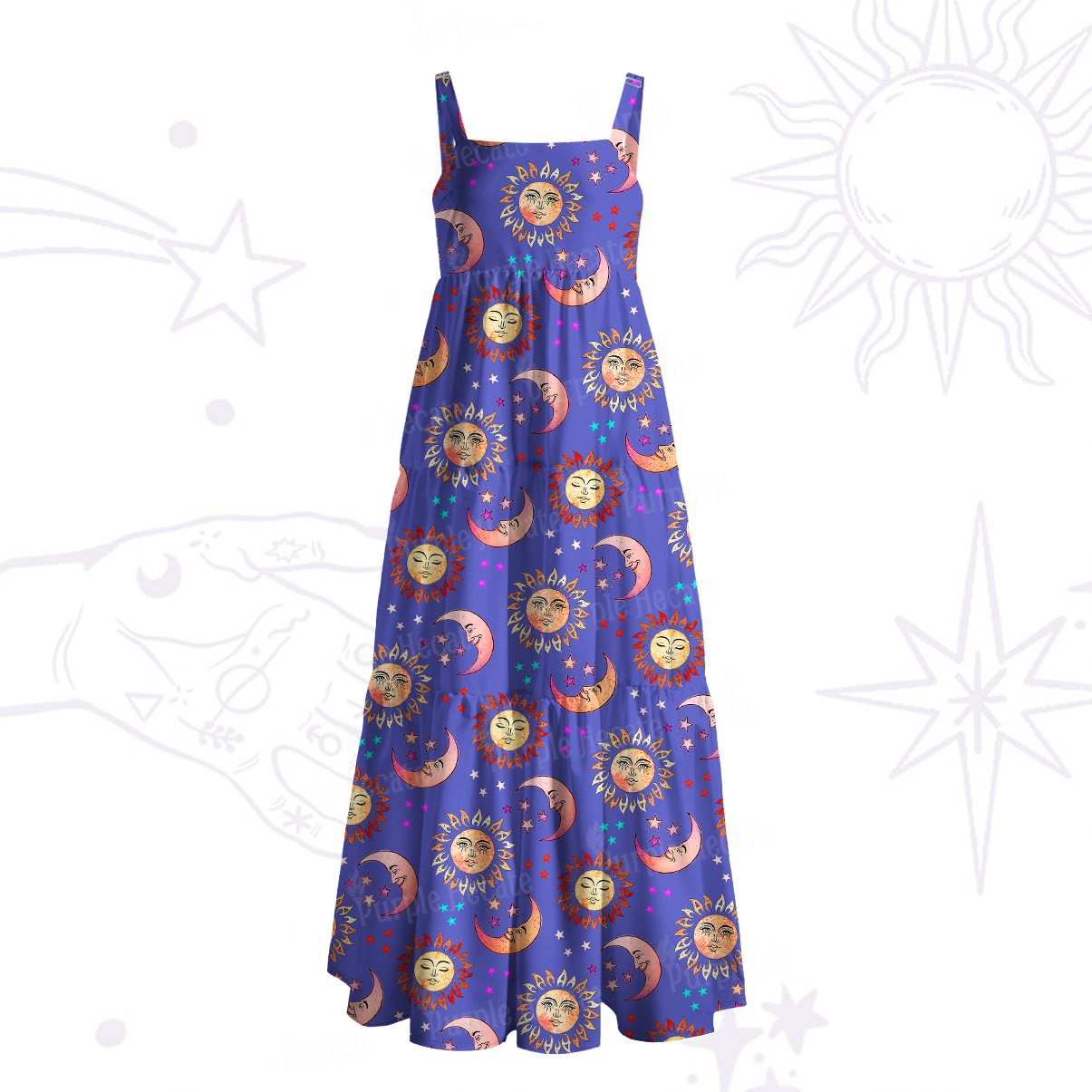 [Copy]Purplehecate Magic of Sun and Moon Wide Straps Maxi Dress