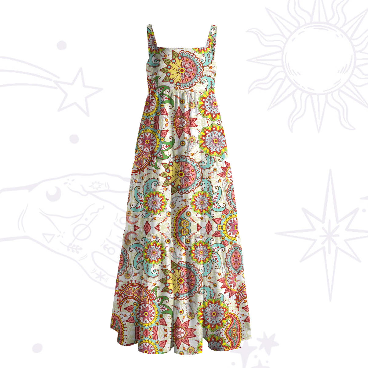 Purplehecate Mandala Dream Wide Straps Maxi Dress