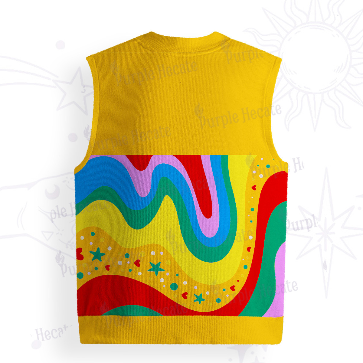 Purplehecate Dreamy Rainbow Waves Ugly Sweater Vest