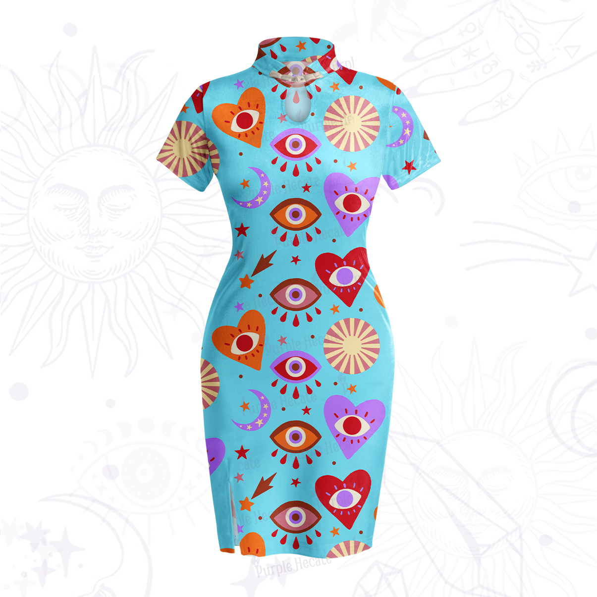 Purplehecate The Enchanted Eye of Love Velvet Bodycon Dress