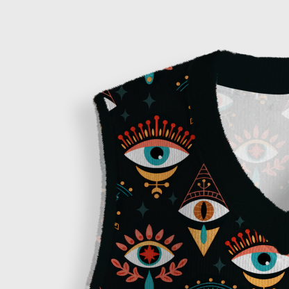 Purplehecate Evil Eye Pattern Ugly Sweater Vest