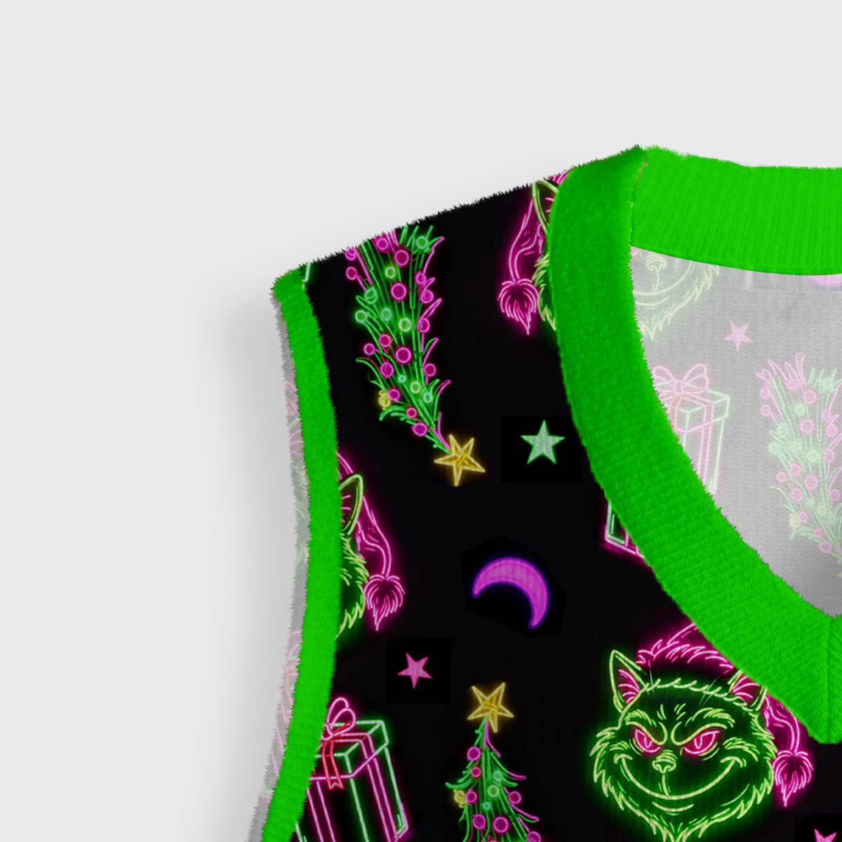 Purplehecate Witchy Neon Naughty Cat Ugly Sweater Vest