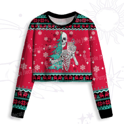 Purplehecate Sorta Merry Sorta Scary Christmas Crop Fuzzy Ugly Sweatshirt