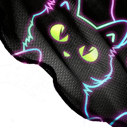 Purplehecate Neon Glow Stacked Cats Mesh Cover Up Dress