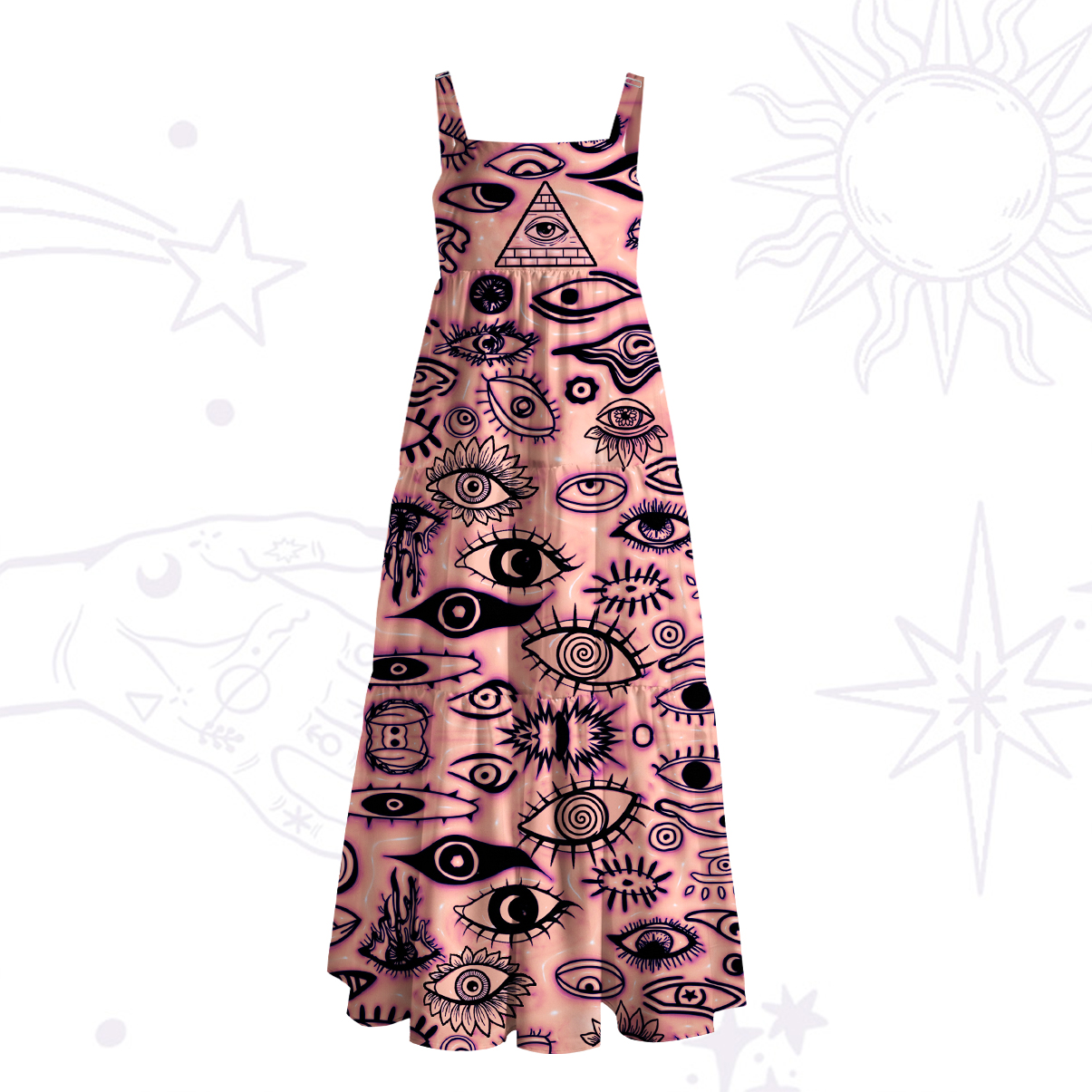 Purplehecate Realm of the All‑Seeing Eye Wide Straps Maxi Dress
