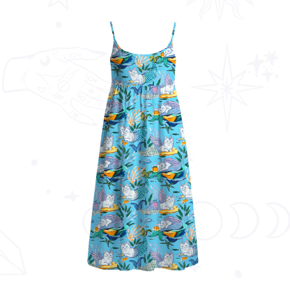 Purplehecate Mystic Mermaid Lagoon Spaghetti Strap Midi Dress