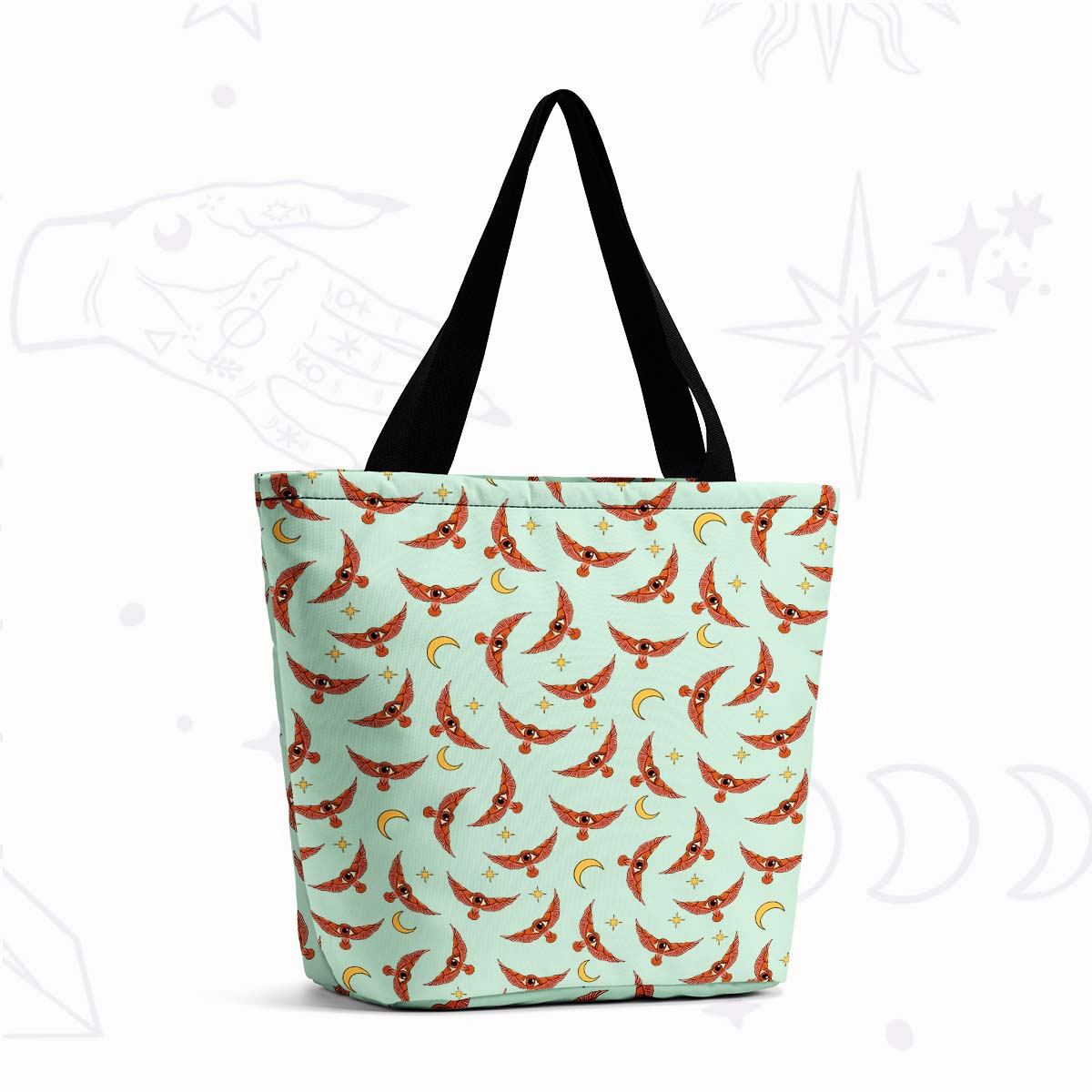 Purplehecate Moth and Moon Tote Shopping Bag