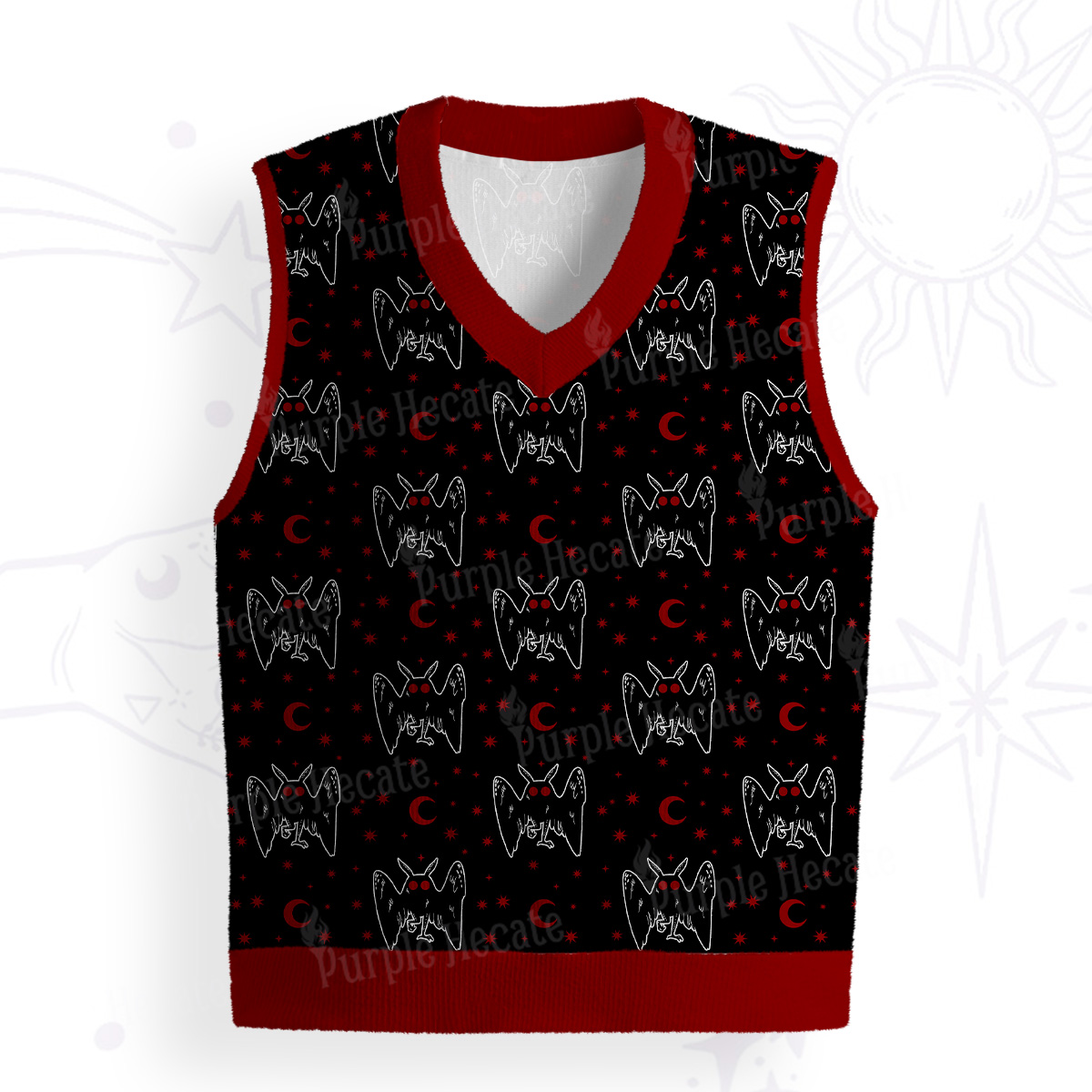 Purplehecate Witchy Mothman Night Ugly Sweater Vest