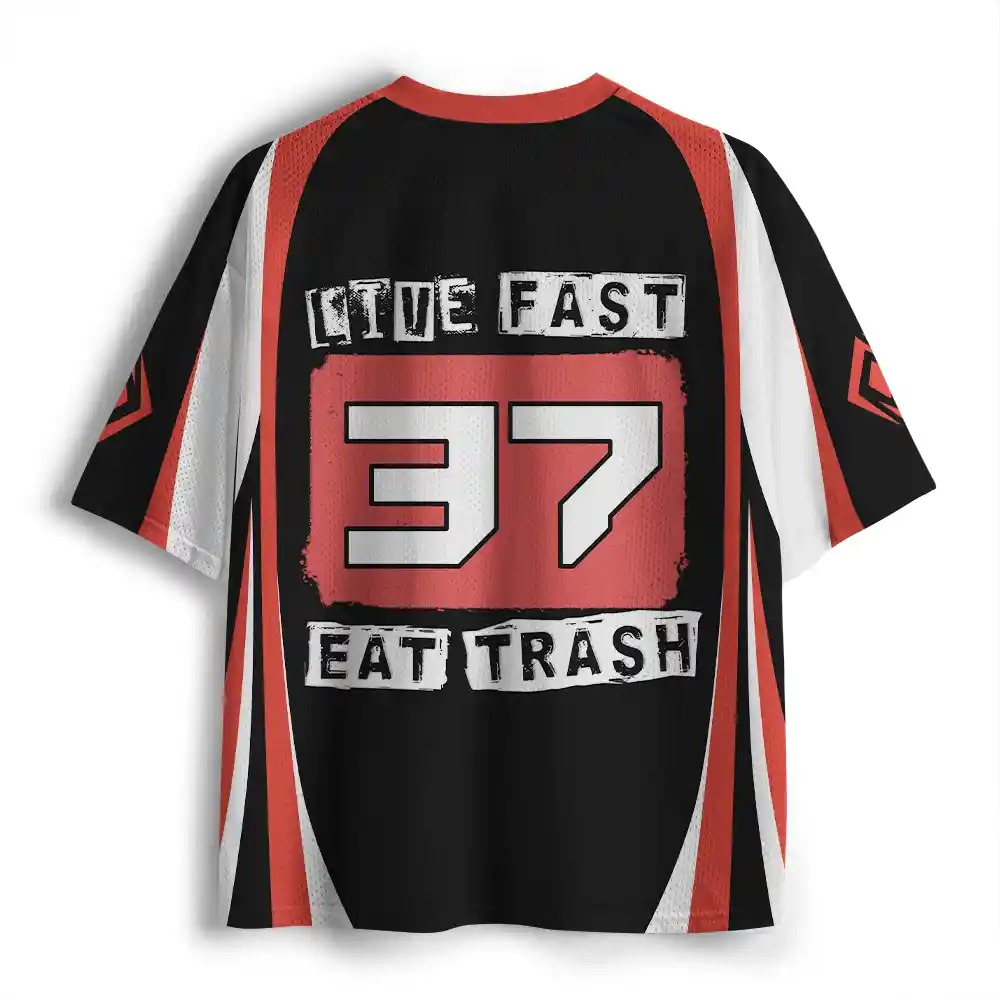 Purplehecate Live Fast Eat Trash Mesh Jersey