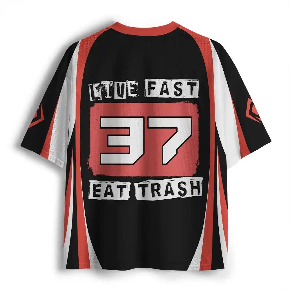 Purplehecate Live Fast Eat Trash Mesh Jersey