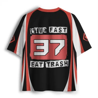 Purplehecate Live Fast Eat Trash Mesh Jersey