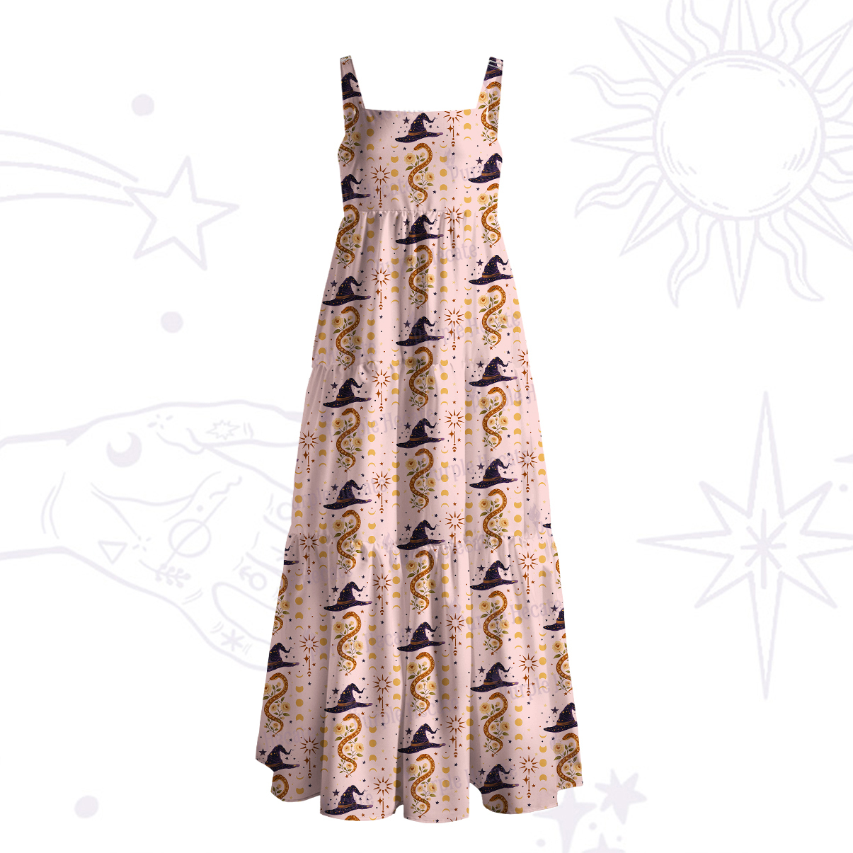 Purplehecate Witch's Enchantment Wide Straps Maxi Dress