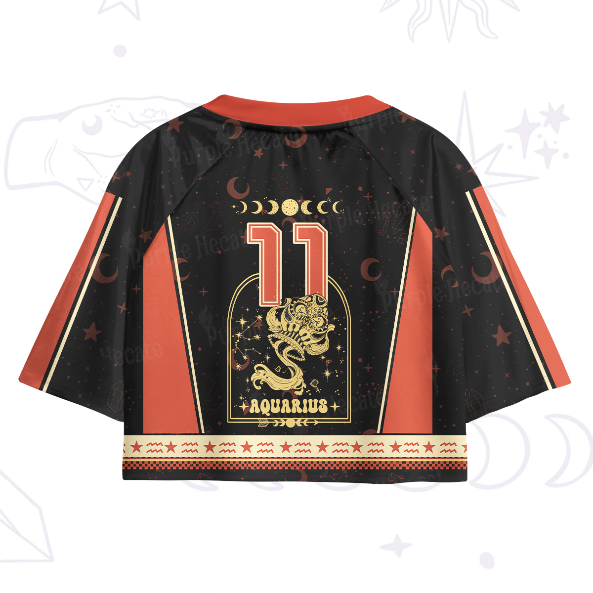 Purplehecate Zodiac Aquarius Under the Stars Crop Jersey Top