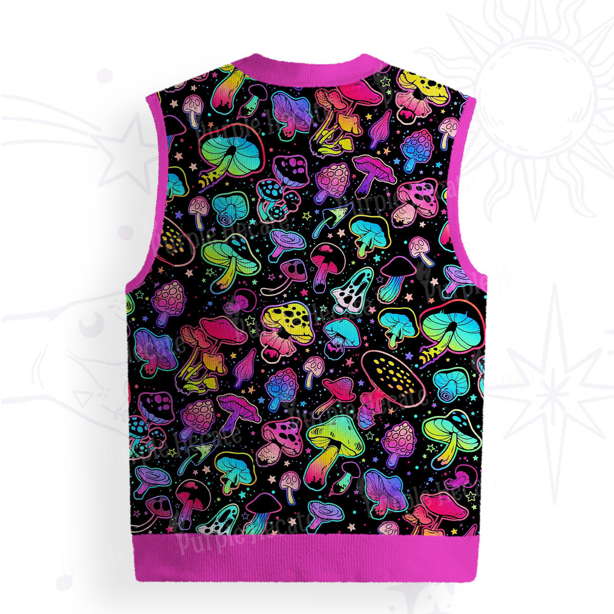 Purplehecate Psychedelic Mushroom Rave Ugly Sweater Vest