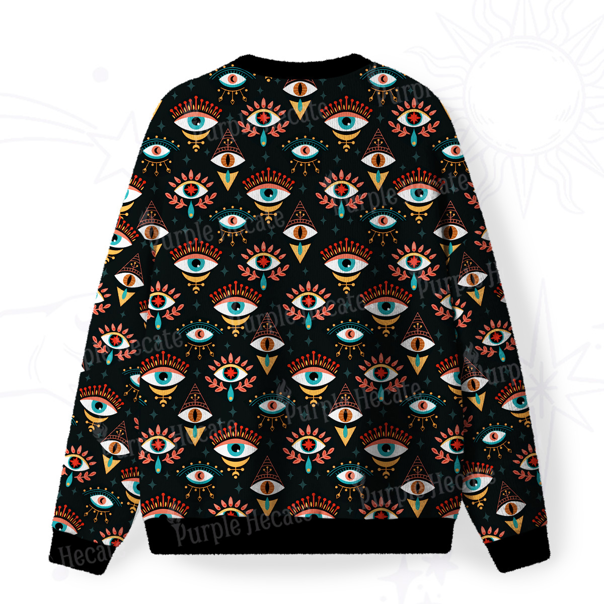 [Copy]Purplehecate Witchy Neon Naughty Cat Fuzzy Ugly Christmas Sweatshirt