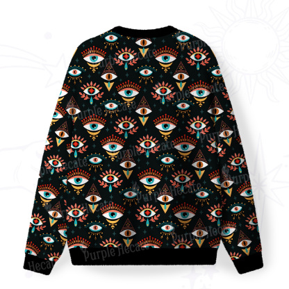 [Copy]Purplehecate Witchy Neon Naughty Cat Fuzzy Ugly Christmas Sweatshirt