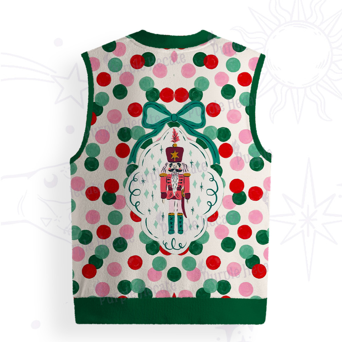 Purplehecate Candy Dot Nutcracker Christmas Ugly Sweater Vest