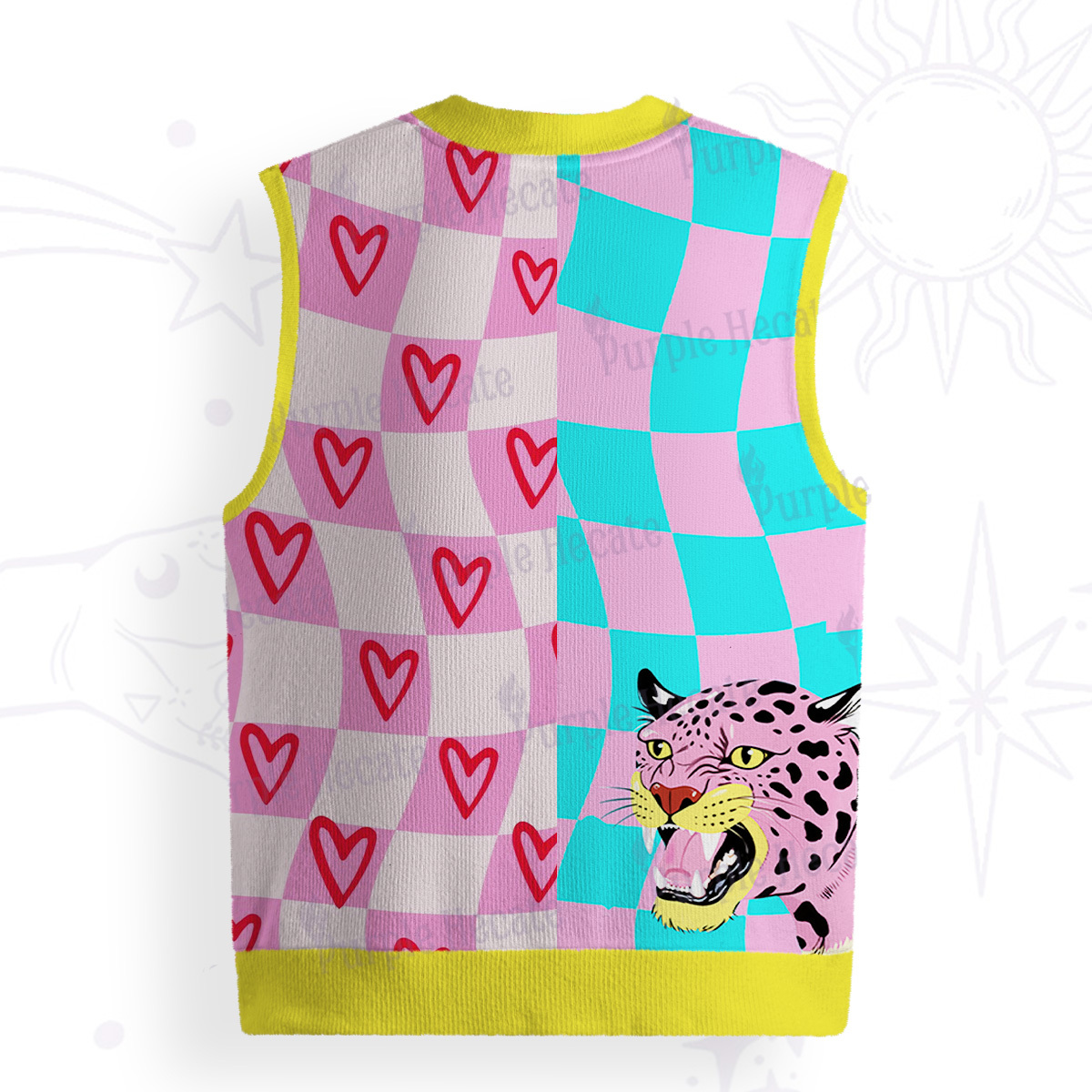 Purplehecate Savage Leopard Evil Eye Ugly Sweater Vest