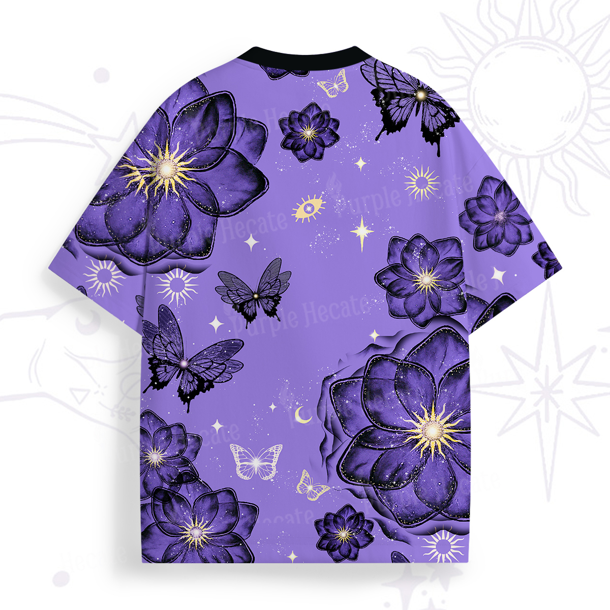 Purplehecate Moonlit Petals and Wings All Over Print T-Shirt