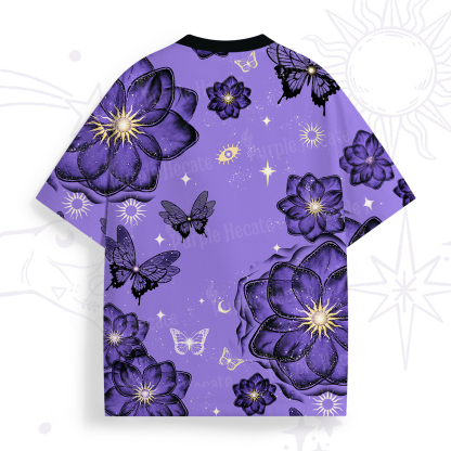 Purplehecate Moonlit Petals and Wings All Over Print T-Shirt