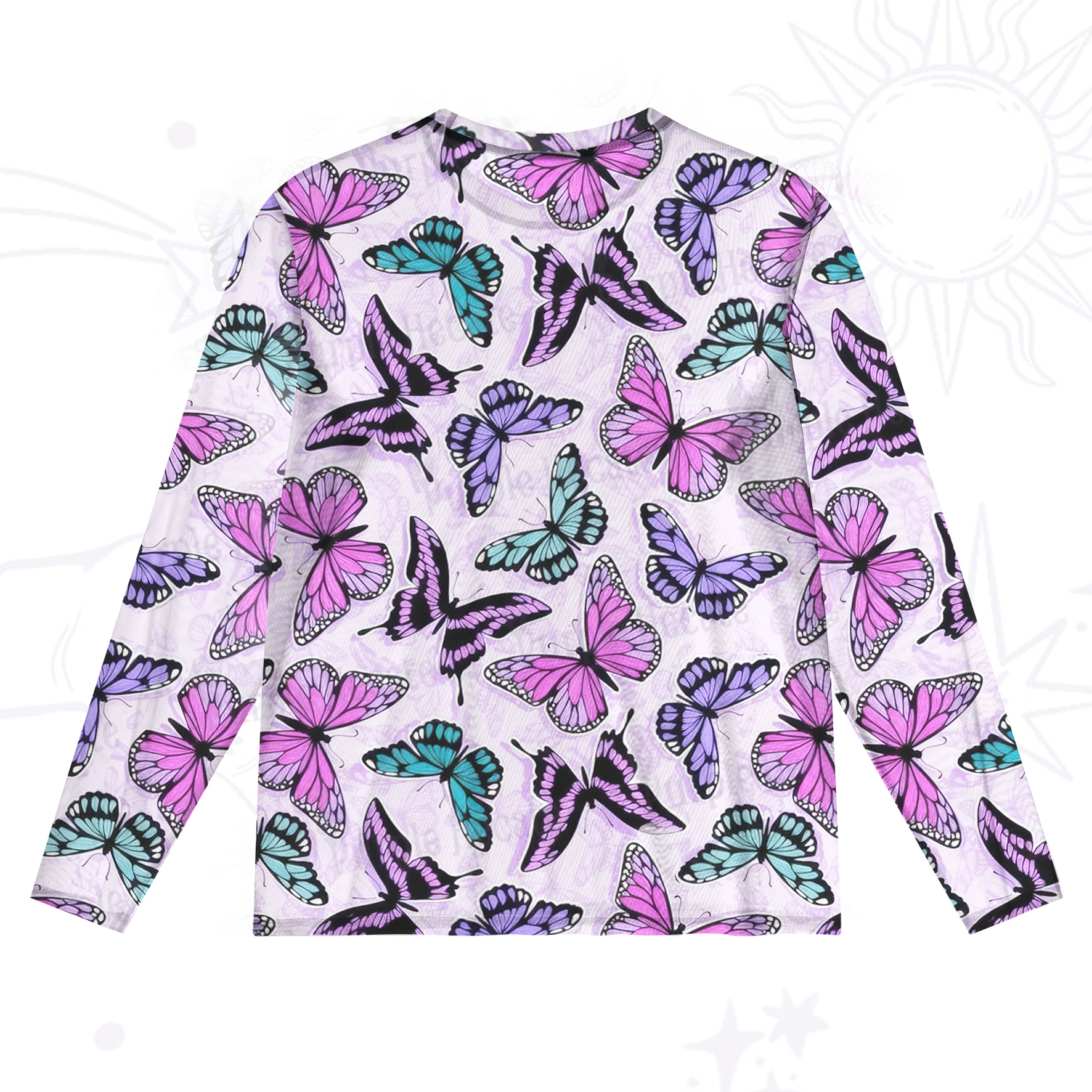 Purplehecate Whimsical Butterfly Mesh Long Sleeve Top