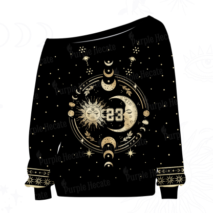 Purplehecate Celestial Sun and Moon Off The Shoulder Graphic Jersey