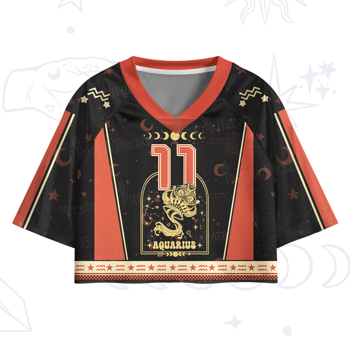 Purplehecate Zodiac Aquarius Under the Stars Crop Jersey Top