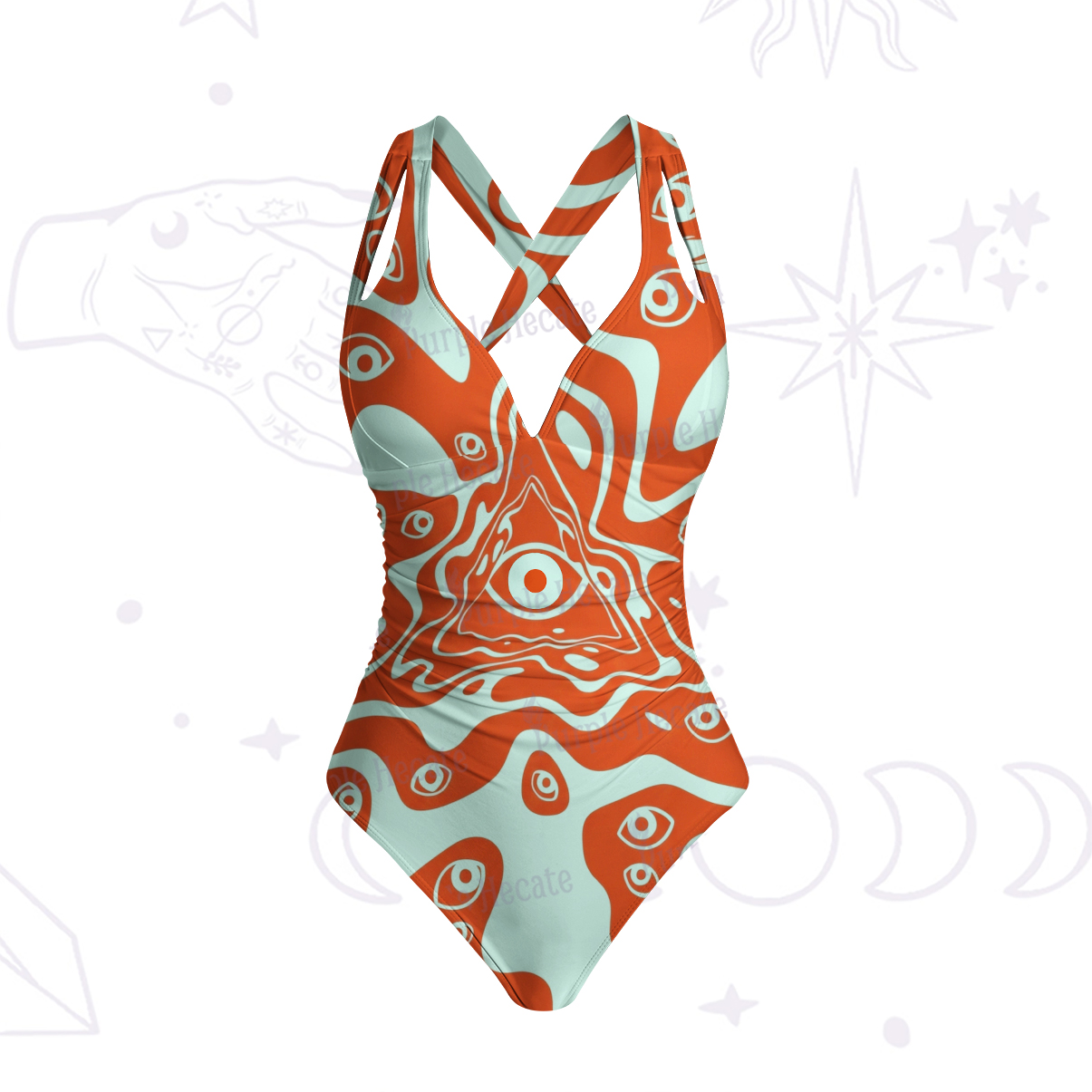 Purplehecate Psychedelic Eye Wave One-Piece Swimsuit