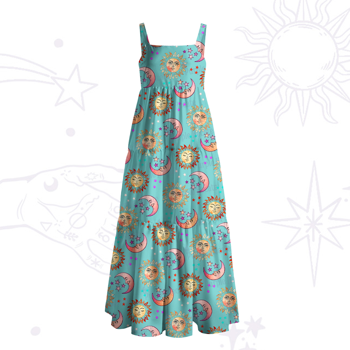 [Copy]Purplehecate Magic of Sun and Moon Wide Straps Maxi Dress