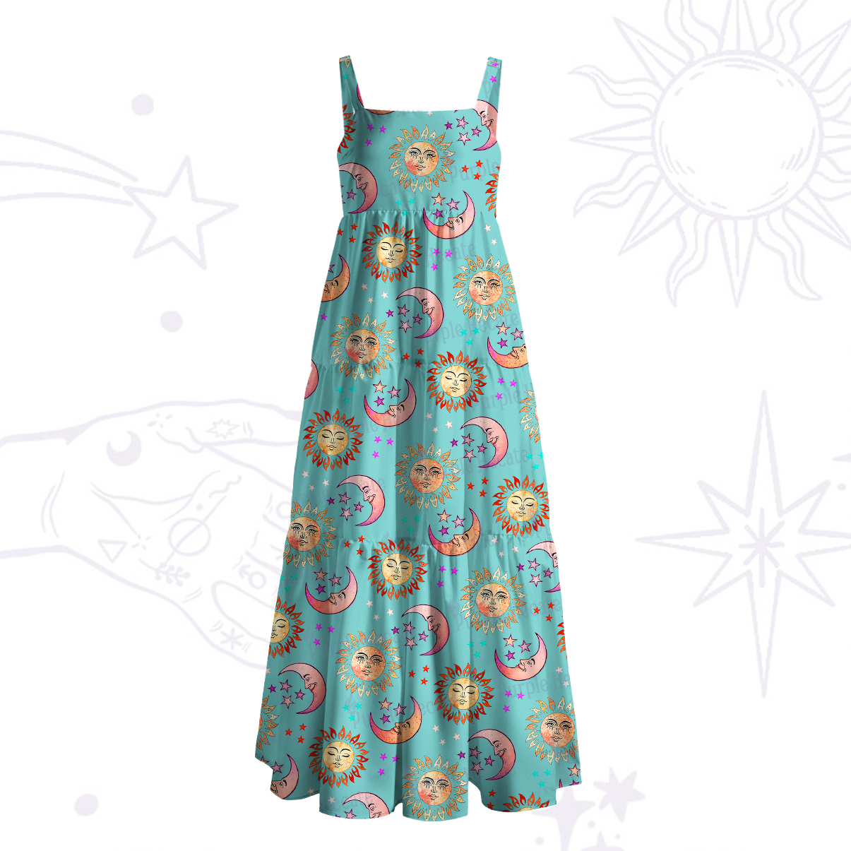 [Copy]Purplehecate Magic of Sun and Moon Wide Straps Maxi Dress