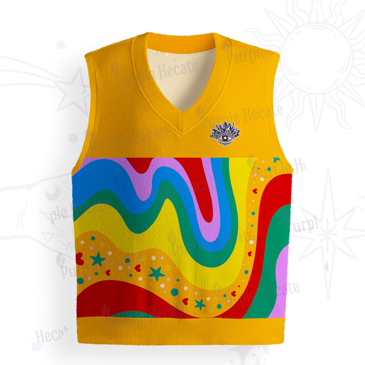 Purplehecate Dreamy Rainbow Waves Ugly Sweater Vest
