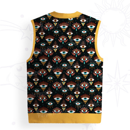 Purplehecate Evil Eye Pattern Ugly Sweater Vest