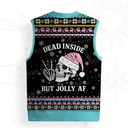 Purplehecate Dead Inside But Jolly AF Christmas Ugly Sweater Vest