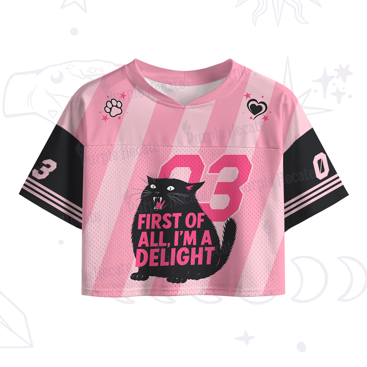 Purplehecate First Of All I'm A Delight Cat Crop Sports Jersey