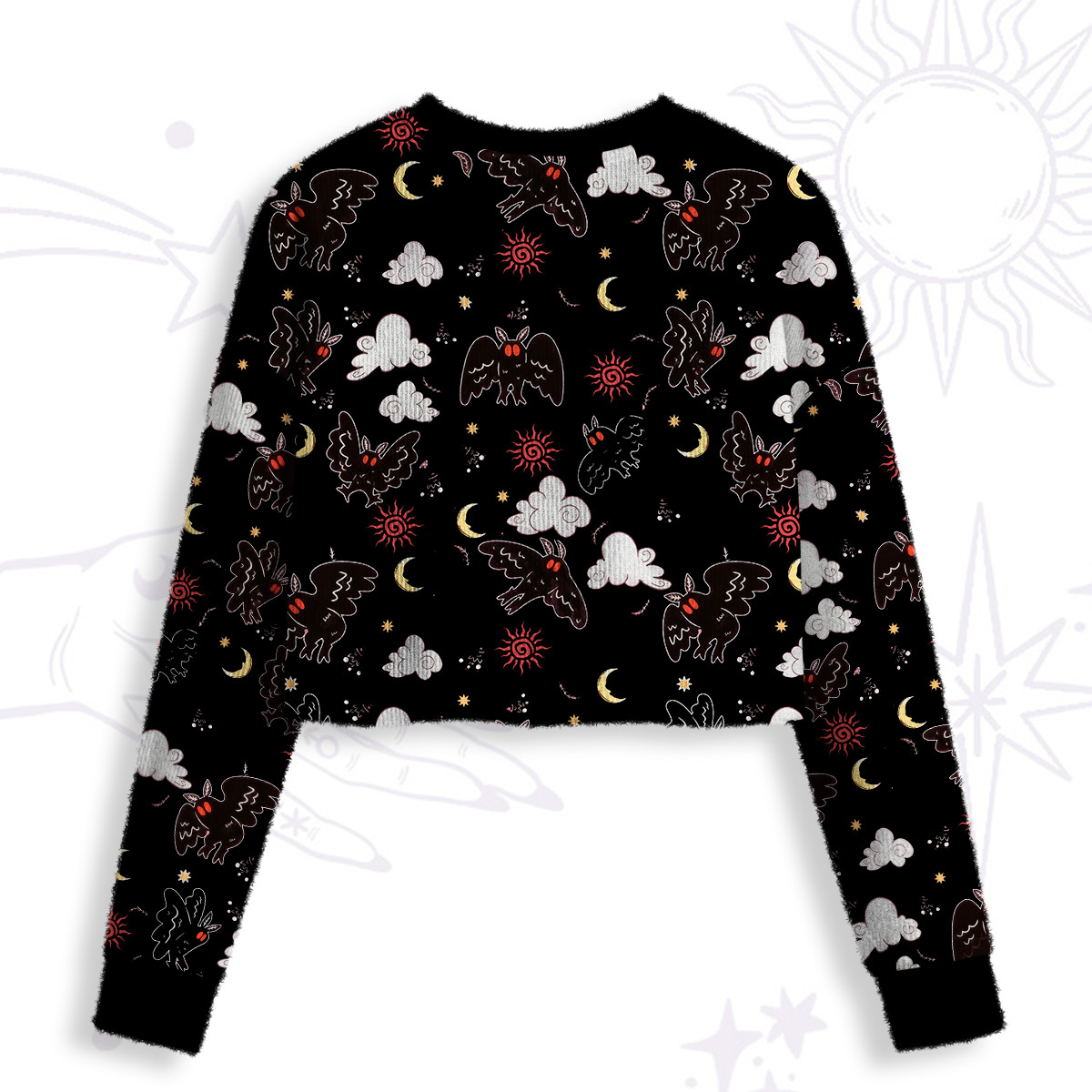 Purplehecate Cryptid Mothman Crop Fuzzy Ugly Sweatshirt