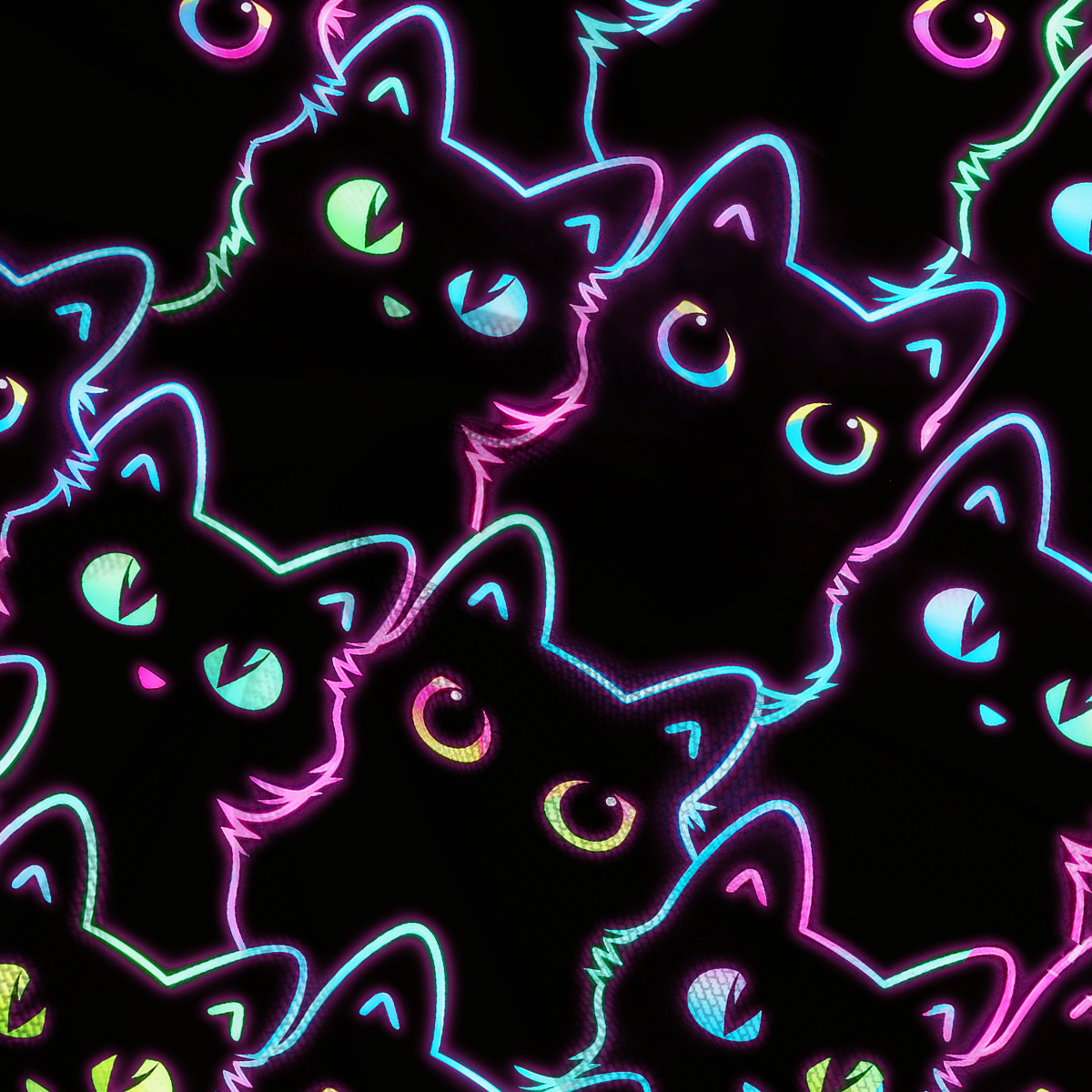 Purplehecate Neon Glow Stacked Cats Mesh Cover Up Dress