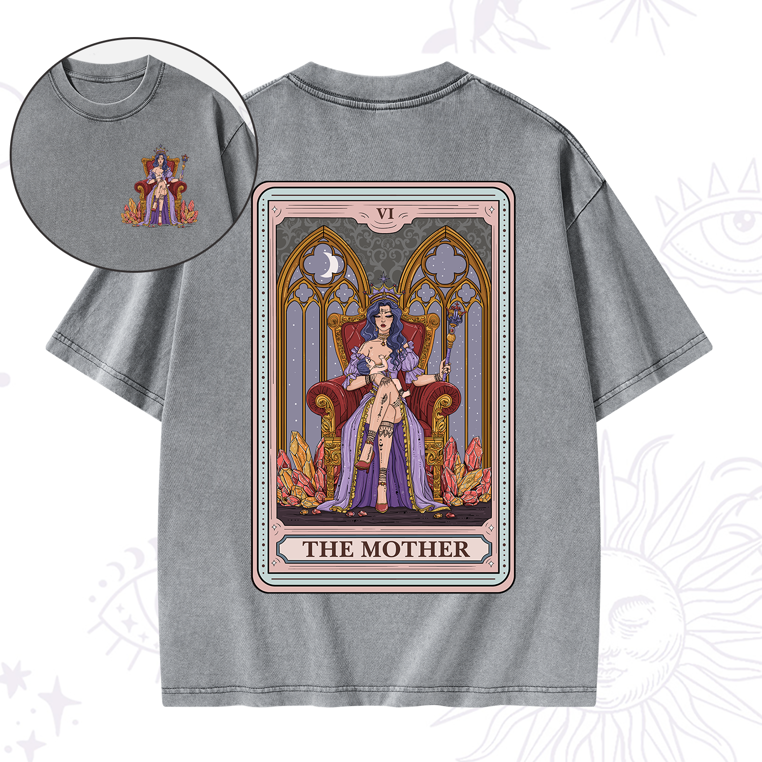 Purplehecate The Mother Tarot Card Washed T-Shirt