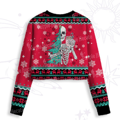 Purplehecate Sorta Merry Sorta Scary Christmas Crop Fuzzy Ugly Sweatshirt