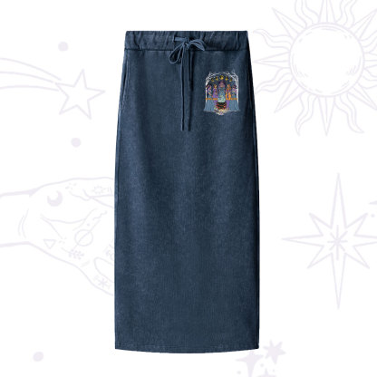 Purplehecate Girls Will Be Girls Washed Drawstring Long Skirt