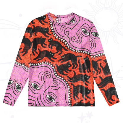 Purplehecate Cats for the Devil’s Feast Mesh Long Sleeve Top