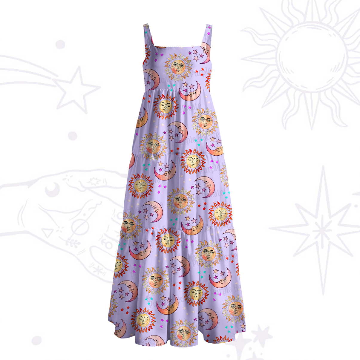 [Copy]Purplehecate Magic of Sun and Moon Wide Straps Maxi Dress